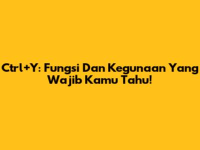 Ctrl+Y: Fungsi Dan Kegunaan Yang Wajib Kamu Tahu!