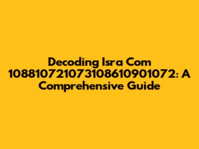 Decoding Isra Com 108810721073108610901072: A Comprehensive Guide