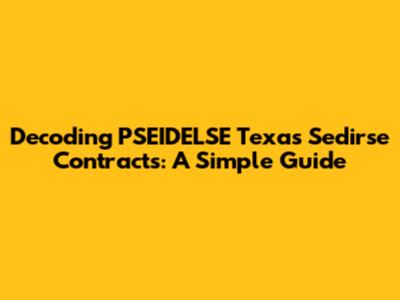 Decoding PSEIDELSE Texas Sedirse Contracts: A Simple Guide