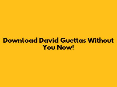 Download David Guetta's 'Without You' Now!