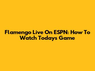 Flamengo Live On ESPN: How To Watch Today's Game