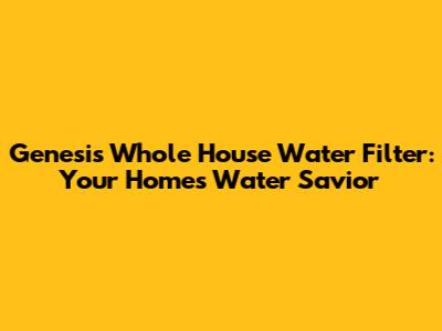 Genesis Whole House Water Filter: Your Home's Water Savior