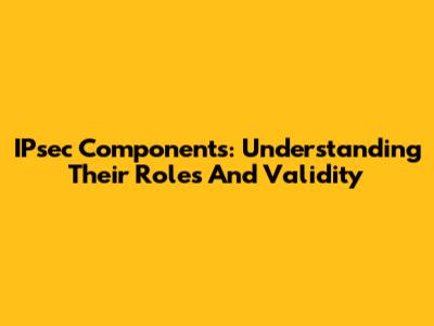 IPsec Components: Understanding Their Roles And Validity