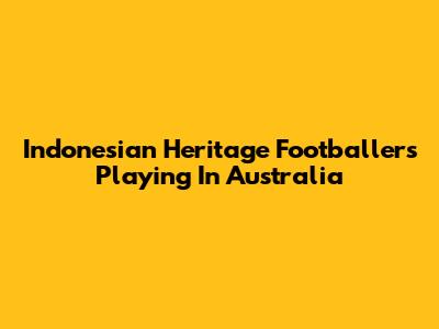 Indonesian Heritage Footballers Playing In Australia