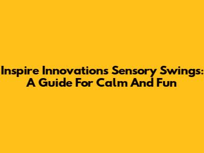Inspire Innovations Sensory Swings: A Guide For Calm And Fun