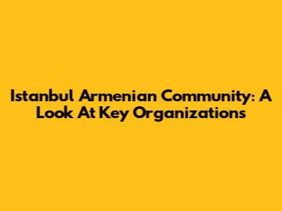 Istanbul Armenian Community: A Look At Key Organizations