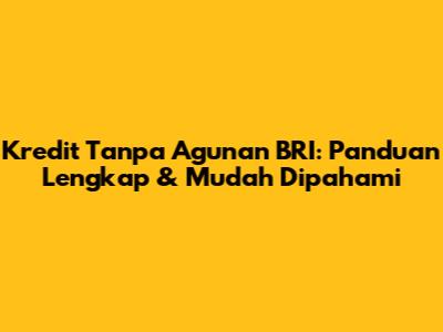 Kredit Tanpa Agunan BRI: Panduan Lengkap & Mudah Dipahami