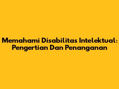 Memahami Disabilitas Intelektual: Pengertian Dan Penanganan