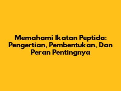 Memahami Ikatan Peptida: Pengertian, Pembentukan, Dan Peran Pentingnya