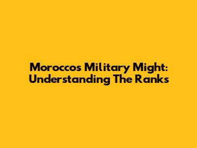 Morocco's Military Might: Understanding The Ranks