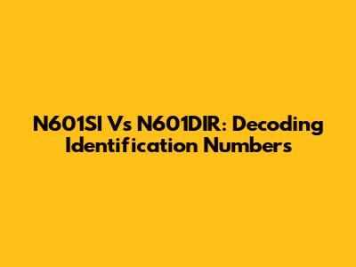 N601SI Vs N601DIR: Decoding Identification Numbers