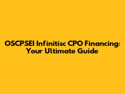 OSCPSEI Infinitisc CPO Financing: Your Ultimate Guide