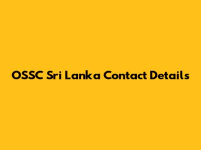 OSSC Sri Lanka Contact Details