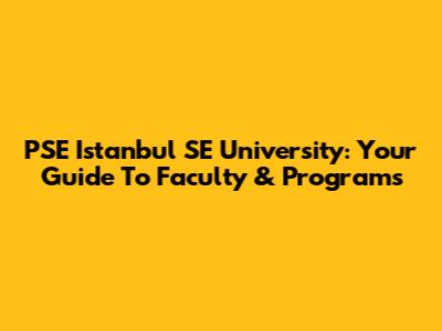 PSE Istanbul SE University: Your Guide To Faculty & Programs