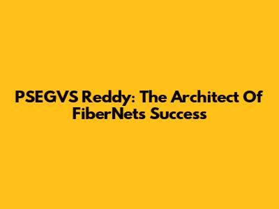 PSEGVS Reddy: The Architect Of FiberNet's Success