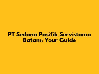 PT Sedana Pasifik Servistama Batam: Your Guide