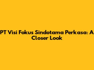 PT Visi Fokus Sindotama Perkasa: A Closer Look