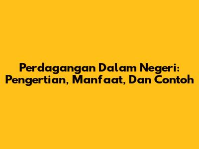 Perdagangan Dalam Negeri: Pengertian, Manfaat, Dan Contoh