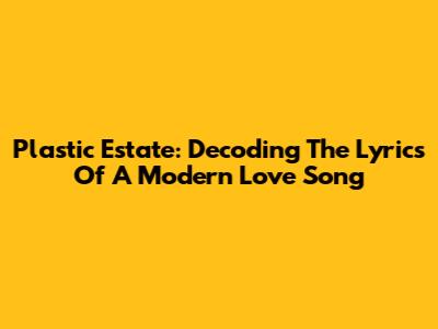 Plastic Estate: Decoding The Lyrics Of A Modern Love Song