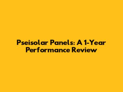 Pseisolar Panels: A 1-Year Performance Review