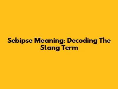 Sebipse Meaning: Decoding The Slang Term
