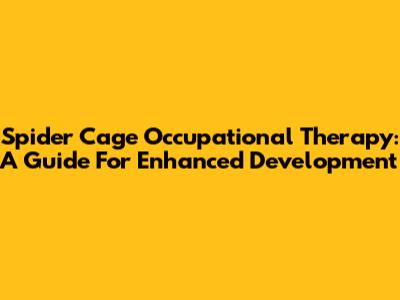 Spider Cage Occupational Therapy: A Guide For Enhanced Development