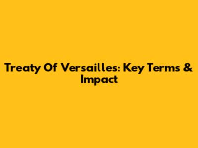 Treaty Of Versailles: Key Terms & Impact