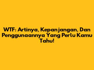 WTF: Artinya, Kepanjangan, Dan Penggunaannya Yang Perlu Kamu Tahu!
