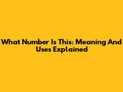 What Number Is This: Meaning And Uses Explained