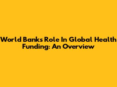 World Bank's Role In Global Health Funding: An Overview
