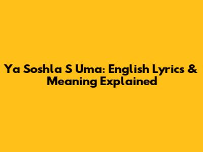 Ya Soshla S Uma: English Lyrics & Meaning Explained